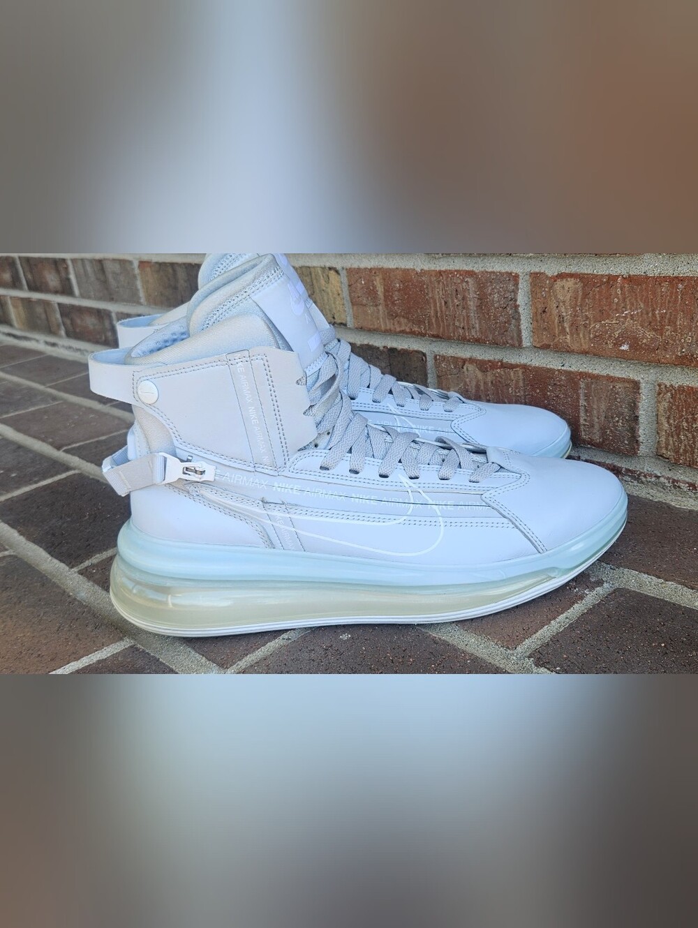 Nike Men's Air Max 720 Saturn 'Pure Platinum' Leather Shoes AO2110-003 Size 9.5